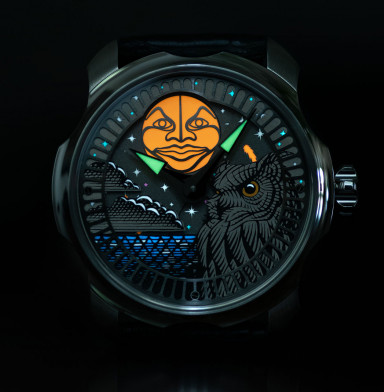 The Moon and Eurasian Eagle-Owl by Stepan Sarpaneva